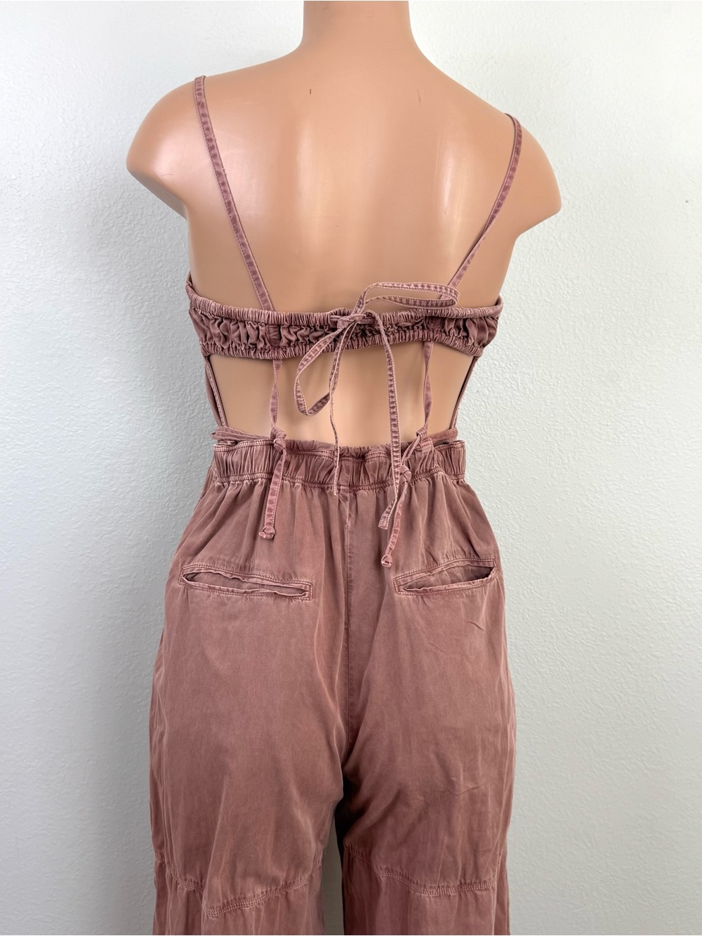 Free People Chance Of Sun One Piece Jumpsuit Strappy S Festival Boho Rust Brown - Picture 10 of 16